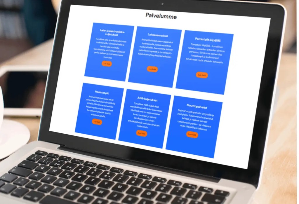 Example of a Finnish website created and written from scratch