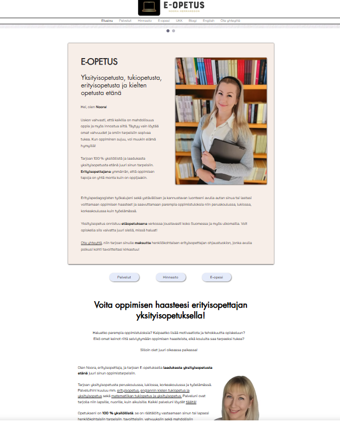 The homepage was redesigned to highlight key services like special education and private lessons in math and English.